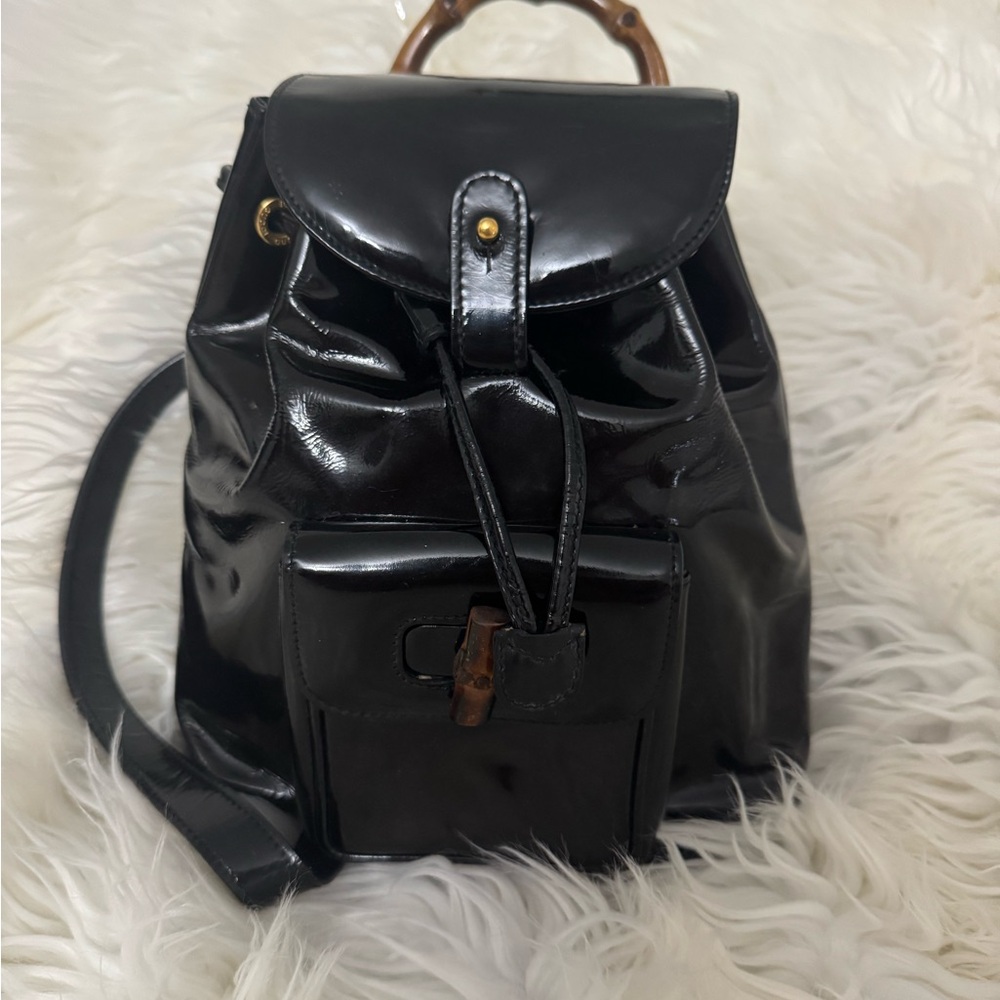 Gucci Bamboo patent leather backpack